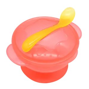 बेबी फीडिंग सेट बेबी फीडिंग सक्शन बाउल साफ करने में आसान BPA मुक्त सिलिकॉन बाउल सेट चम्मच से