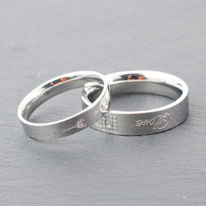 Anelli di coppia romantici in acciaio inossidabile con incisione d'amore per matrimoni e fidanzamento - Product Image 3