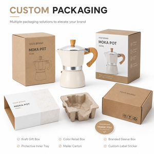 Cafetière Moka avec poignée imitation bois, 3 tasses, pour cuisinière à gaz et électrique, percolateur à café italien <span class=keywords><strong>vintage</strong></span> - Product Image 5