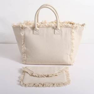 2025 New Summer Trendy Tassel Portable Bohemian Fringe Bag Pink <b>Canvas</b> Shoulder Thick <b>Canvas</b> <b>Tote</b> Waterproof Beach Shopping Bags - Product Image 4