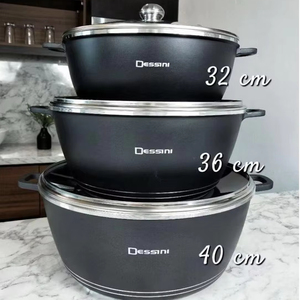 Ensemble de 6 casseroles de haute qualité antiadhésives avec revêtement en granit, en aluminium forgé, 32, 36, 40 cm, ensembles de casseroles de luxe - Product Image 1