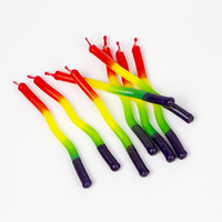Bougies de fête en spirale multicolores, 8 pièces, à combustion propre, non toxiques, torsadées, pour Noël, prêtes à la vente au détail