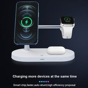 T268 Caricatore Wireless Magnetico 5 in 1 per <span class=keywords><strong>iPhone</strong></span>/<span class=keywords><strong>Apple</strong></span> Watch/AirPods - Bianco - Product Image 3