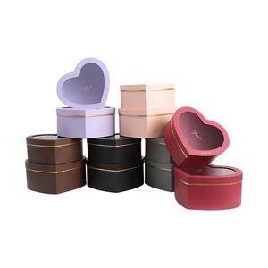 Hình Trái Tim Quà Tặng Bao Bì Hộp Hoa Bán Buôn Hộp Hoa Sang Trọng Món Quà Màu Đen Bao Bì Giỏ Hộp Với Cửa Sổ Rõ Ràng - Product Image 4