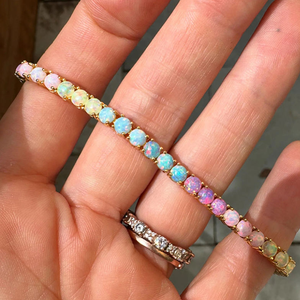 <span class=keywords><strong>Bracciale</strong></span> Tennis Geometrico Colorato da 3mm Placcato <span class=keywords><strong>Oro</strong></span> 18K in Ottone con Opale e Zirconi, Gioielli alla Moda per Uomo e <span class=keywords><strong>Donna</strong></span> - Vendita Calda - Product Image 3