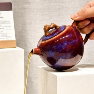 Tetera Artesanal Jun Kiln con Esmalte Nebula y Diseño de Montaña, Tetera China de Arte <span class=keywords><strong>Kung</strong></span> <span class=keywords><strong>Fu</strong></span> para la Ceremonia Tradicional del Té - Product Image 1