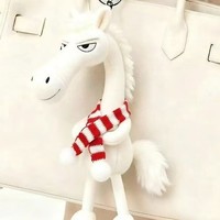Porte-clés pendentif en coton Lucky Black Horse, best-seller de l'année, figurine en peluche, jouet, poupée, pièce de présentation, porte-clés animal en peluche de marque