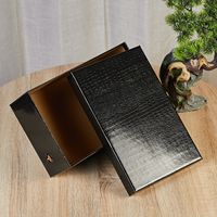 Boîte à chaussures avec couvercle en cuir gris dur à motif crocodile, emballage pour chaussures, boutique pour hommes et femmes, vente en gros, estampage à chaud, Jinjiang