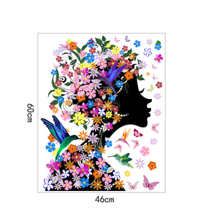 <span class=keywords><strong>Adesivi</strong></span> <span class=keywords><strong>Murali</strong></span> con Fiori Colorati e Fata, Carta da Parati con Volto Femminile Sensuale, Decorazioni <span class=keywords><strong>Murali</strong></span> con <span class=keywords><strong>Uccelli</strong></span> e Farfalle Carine, Decalcomanie Creative per la Casa - Product Image 6