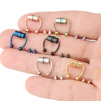 Bijoux de piercing au nez tendance SC, faux septum, anneau de nez en forme de fer à cheval, anneau de nez magnétique en acier inoxydable sans perçage, ensemble d'anneaux de nez