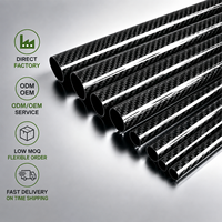 Tube en fibre de carbone 3K Twill résistant au couple de 12 mm et 14 mm pour châssis de voiture RC et bras de robot