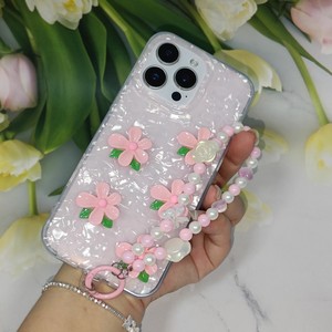 <span class=keywords><strong>Coque</strong></span> de téléphone 3D Stéréo Fleur avec Sangle Perles DIY pour iPhone <span class=keywords><strong>6</strong></span> 11 14 15 16 17 Pro <span class=keywords><strong>Samsung</strong></span> <span class=keywords><strong>Galaxy</strong></span> – Housse Mignonne pour Filles - Product Image 3