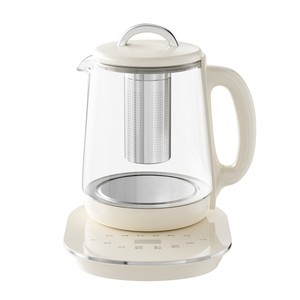 Health Pot Glass Tea Maker With Lid Milky Color 17.5x23.5x22.5cm For Household Use - Product Image 1