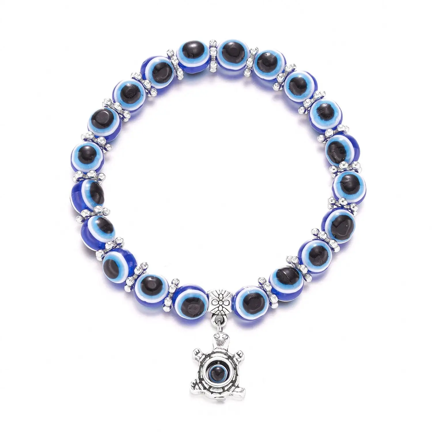 New Design Blue Eye Evil Fatima Hand Bracelets for Women Beads Bracelet Vintage Jewelry with Pendant