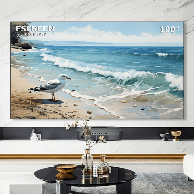 Fscreen Aura Series 100 Inch Fresnel ALR Magnetic Rollable Projector Screen for Ultra Short Throw Projector 8K UHD