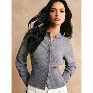 Cárdigan de Punto para Mujer, Manga Larga, Color Negro, Casual de Invierno, con Botones de Perla - Product Image 6