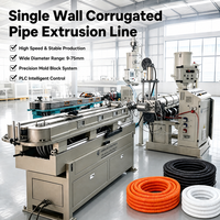 Ligne de production de tuyaux ondulés à paroi simple pour conduites électriques, améliorant l'efficacité thermique de 30 %, extrudeuse monovis SJ45 / SJ50 / SJ65
