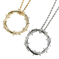 Collier pendentif Couronne d'épines en laiton plaqué or 18 carats pour homme, incrusté de zircons et de CZ, style Hip Hop Iced Out, avec chaîne torsadée