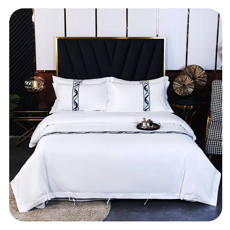100% Egyptian Cotton Linen Bedding Set 6 Pcs Duvet Quilt Cover set Bed Sheet 4Pcs Pillowcase Comforter Sets For Hotels