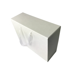 Custom Fashion <strong>Cardboard</strong> White Ribbon Handle and Magnetic <strong>Suitcase</strong> Gift Box <strong>Cardboard</strong> Box with Handle - Product Image 1