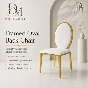 Slim Oval Back Gold Stainless Steel Wedding <b>Reception</b> <b>Chair</b> with White Cushion for Banquet Halls Wholesale Seating - Product Image 1