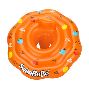 Siège gonflable pour bébé, design de fruits de dessin animé orange, poches profondes, bandes sous les bras, pour piscine, parc aquatique, 12-24 mois - Product Image 2