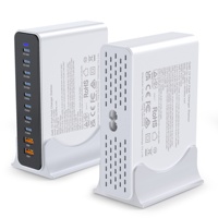 Chargeur pour ordinateur portable HNT GaN 800W 10 ports 8C2A, charge rapide PD+PPS+QC avec prise US/AU/EU/UK, 140W 100W multiports pour iPhone Samsung