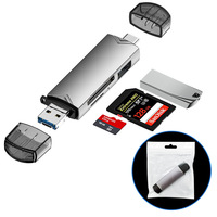 Lector de tarjetas OTG de alta velocidad tipo C 3,0, diseño de aleación de aluminio, teléfonos móviles, computadoras, tabletas, compatible con tarjeta SD, memoria de disco U