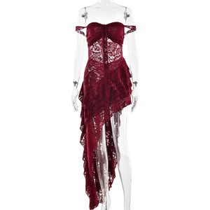 Vestido Largo de Verano para Mujer, Estilo Europeo Americano, Sexy, de Encaje Transparente, con Espalda Descubierta, sin Tirantes, para la Noche - Product Image 5