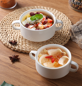 Ceramic Bohemian Eco-Friendly Double Ear <b>Soup</b> Tureen Rice <b>Bowl</b> Double Handle Lid-Free <b>Soup</b> <b>Bowl</b> Hotel Restaurant Tableware - Product Image 1