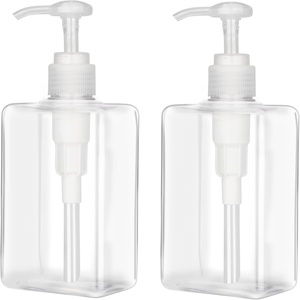 Flacon de shampooing en plastique PETG de luxe carré de 200 ml et 300 ml avec pompe blanche pour lotion corporelle, gel douche, après-shampoing, emballage cosmétique - Product Image 1
