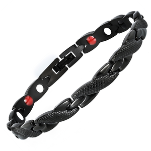 Bracelet en silicone énergétique ionique en acier inoxydable 4 en 1 Hottime Fashion pour femmes - Product Image 1