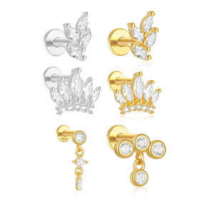 Pendientes de Plata de Ley S925 con Forma de Hoja para Mujer, Diseño Simple, Pequeños y Frescos, con Base Plana - Product Image 1