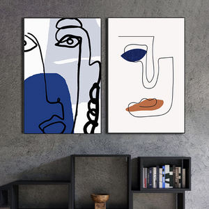 Figura y retrato minimalista para decoración del hogar, siluetas de perfil lateral de línea de <span class=keywords><strong>mujer</strong></span>, pinturas abstractas figurativas nórdicas, caras - Product Image 4
