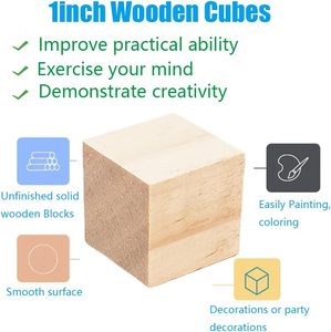 50 cái 1 inch khối gỗ chưa hoàn thành Trống Gỗ khối vuông Gỗ Thủ Công khối cho bức tranh trang trí crafting DIY dự án - Product Image 4