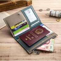 Dompet Paspor Kulit Asli Premium Pemegang Paspor Pemblokir RFID Sampul Organizer Dokumen Perjalanan Pemegang Paspor Keluarga
