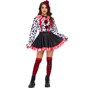 Nuovo <span class=keywords><strong>Costume</strong></span> da Clown Horror in Poliestere con Stampa a Pois e Righe per Cosplay e Feste di Halloween - Product Image 6