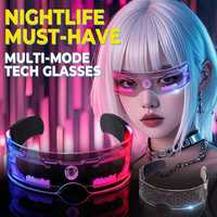 Lunettes LED Lumineuses Colorées avec Logo Personnalisé, Prix d'Usine, Style Cyberpunk, Lunettes Électroniques Luminescentes pour Festivals et Promotions