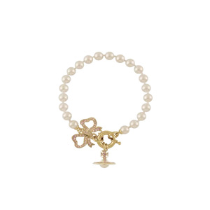 Nueva pulsera de alta gama con baño de oro, diseño de la emperatriz Vivienne, lazo, perla, Saturno, dulce y versátil, para mujer. - Product Image 5