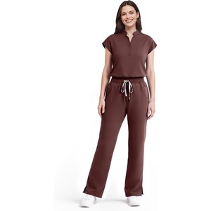 Conjunto de Uniformes Médicos FOXA para Mujer: Blusa sin Mangas con Cuello Alto y Pantalón Recto con 9 Bolsillos y Cintura Elástica para Yoga/Hospital - Product Image 1