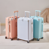 Valises de voyage de luxe à la mode, bagages à main, valise à roulettes, valise rigide, port USB, porte-gobelet, quatre roues multidirectionnelles