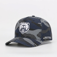 Gorra de Béisbol Personalizada de 5 Paneles, Sin Estructura, Color Camuflaje, con Logotipo Bordado en 3D, para Deportes al Aire Libre, con Cierre a Presión