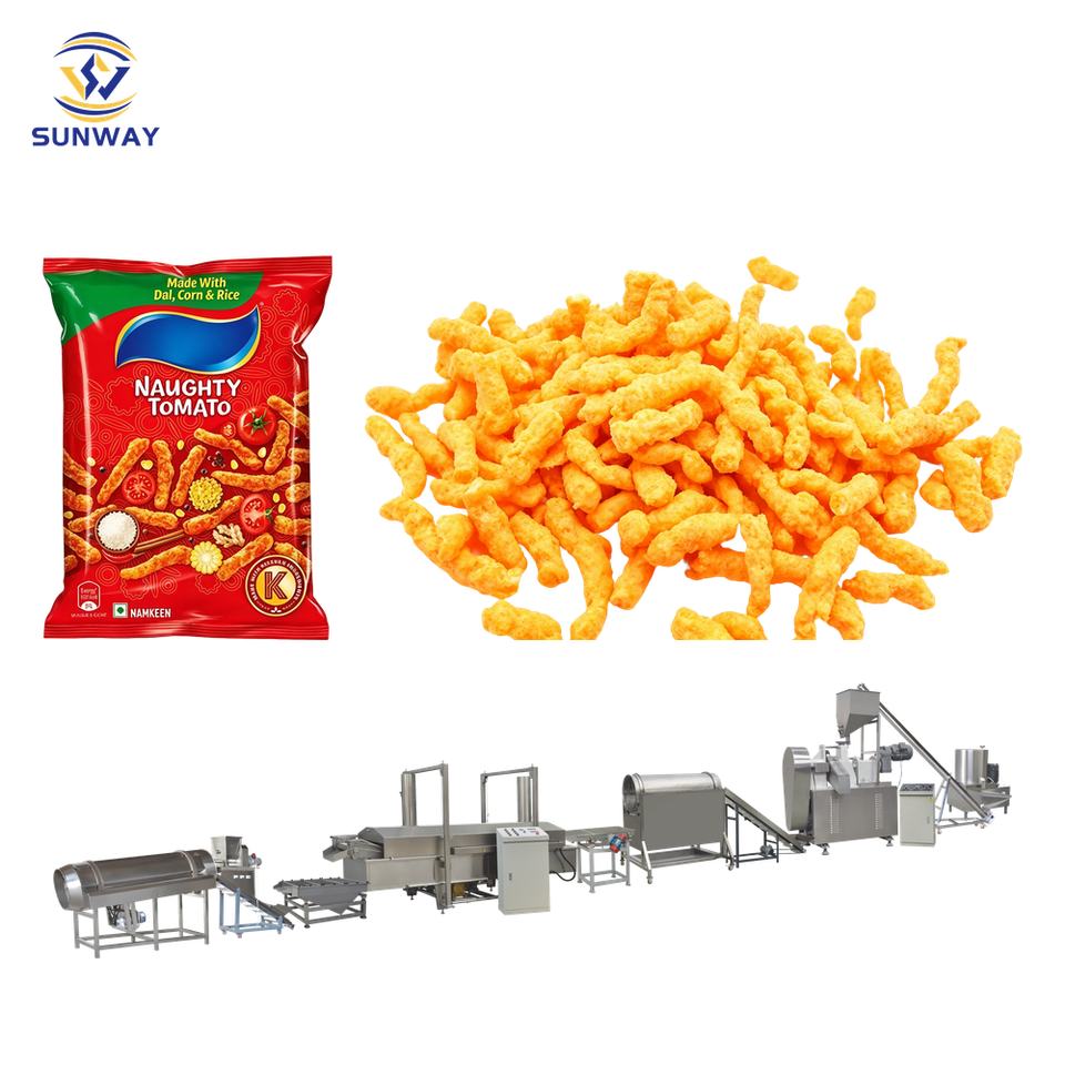 Compact Seasoned Maize Twist Snack Processing Line Steel Cheese Corn ...
