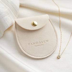 PandaSew Custom Logo Luxury 1.4mm Microfiber <b>Ring</b> Necklace Earrings Gift Package Button Bag Jewelry Pouch - Product Image 2