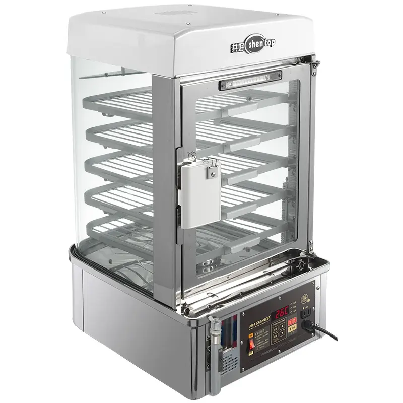 Commercial Stainless Steel Food Warmer Display Showing Baking Kitchen Machine Bun Steamer With Glass
