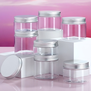 Bocaux d'emballage alimentaire en plastique PET transparent 80ml 120ml 200ml avec bouchon en plastique noir transparent pour pompes cosmétiques et emballages de gommages corporels - Product Image 2