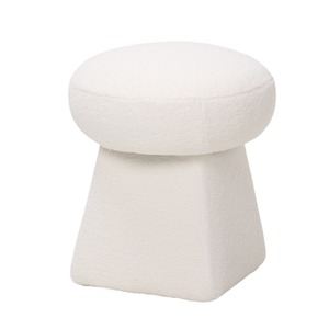 POUF DIAM. Tissu effet bouclé crème CM 39 H. 46 IN - Product Image 1