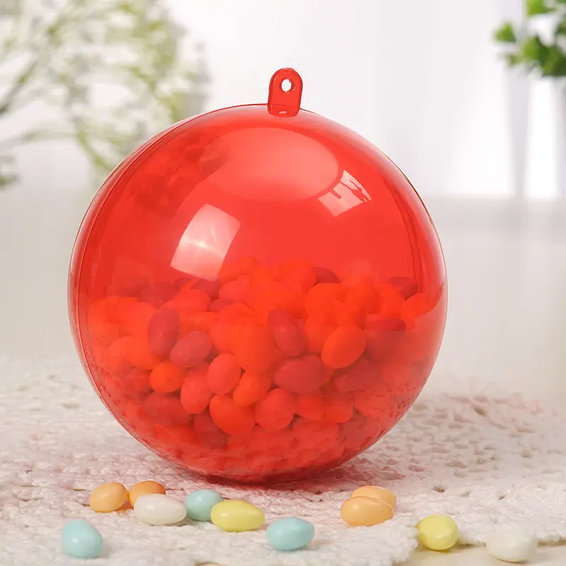 2024 großhandel bunte 80 mm Öffnende hohle durchsichtige plastike füllbare ornamente balldekoration diy-bälle für weihnachten