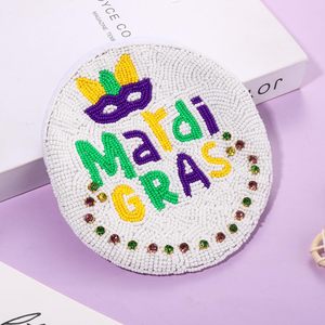 Portamonete fatto a mano Mardi Gras per le donne Unisex <span class=keywords><strong>piccolo</strong></span> portafoglio con cerniera e perline per festa di carnevale <span class=keywords><strong>NOLA</strong></span> porta borsa - Product Image 4