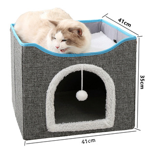 Vente en gros <span class=keywords><strong>de</strong></span> grattoir pour chat en tissu portable pliable et mignon en forme <span class=keywords><strong>de</strong></span> <span class=keywords><strong>cube</strong></span> lit d'intérieur multifonctionnel pour petits animaux - Product Image 5
